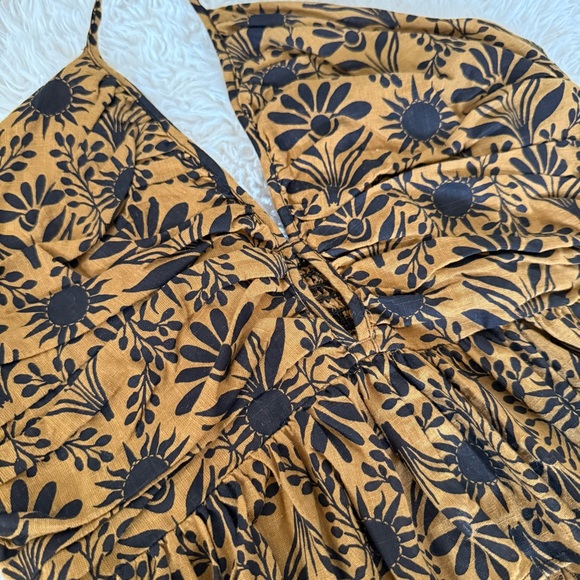 Free People Ruffle Halter Top in Black and Brown Floral - Picture 2 of 4